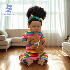 Amara - 22" (55 cm) Lifelike Black Reborn Baby Doll, Soft Vinyl Body & Accessories